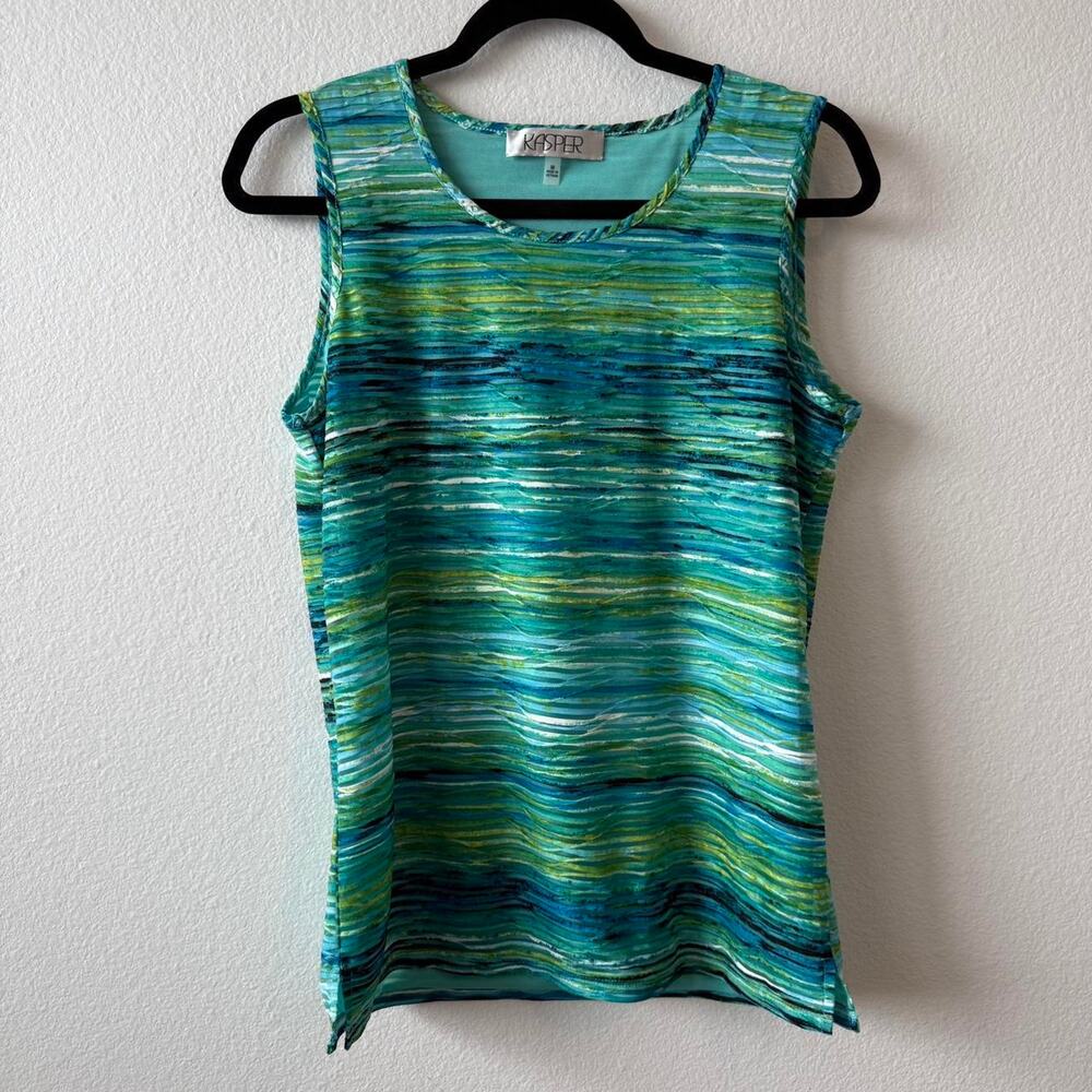 Vintage green and blue striped top